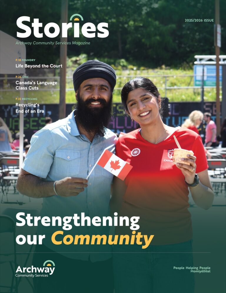 Cover of Stories, the 2025/2026 Archway Community Services magazine designed by M13