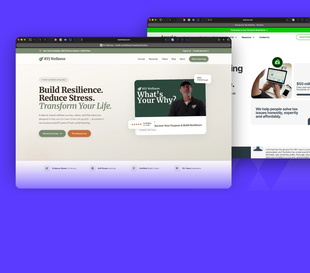 RTJ Wellness and TaxSolve websites built by M13