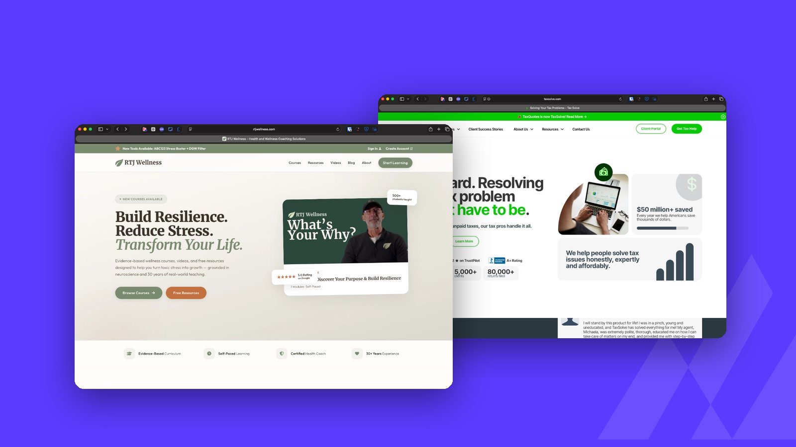 RTJ Wellness and TaxSolve websites built by M13