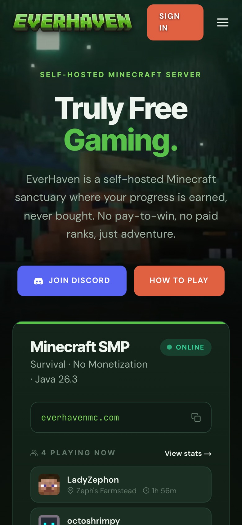 EverHaven on mobile