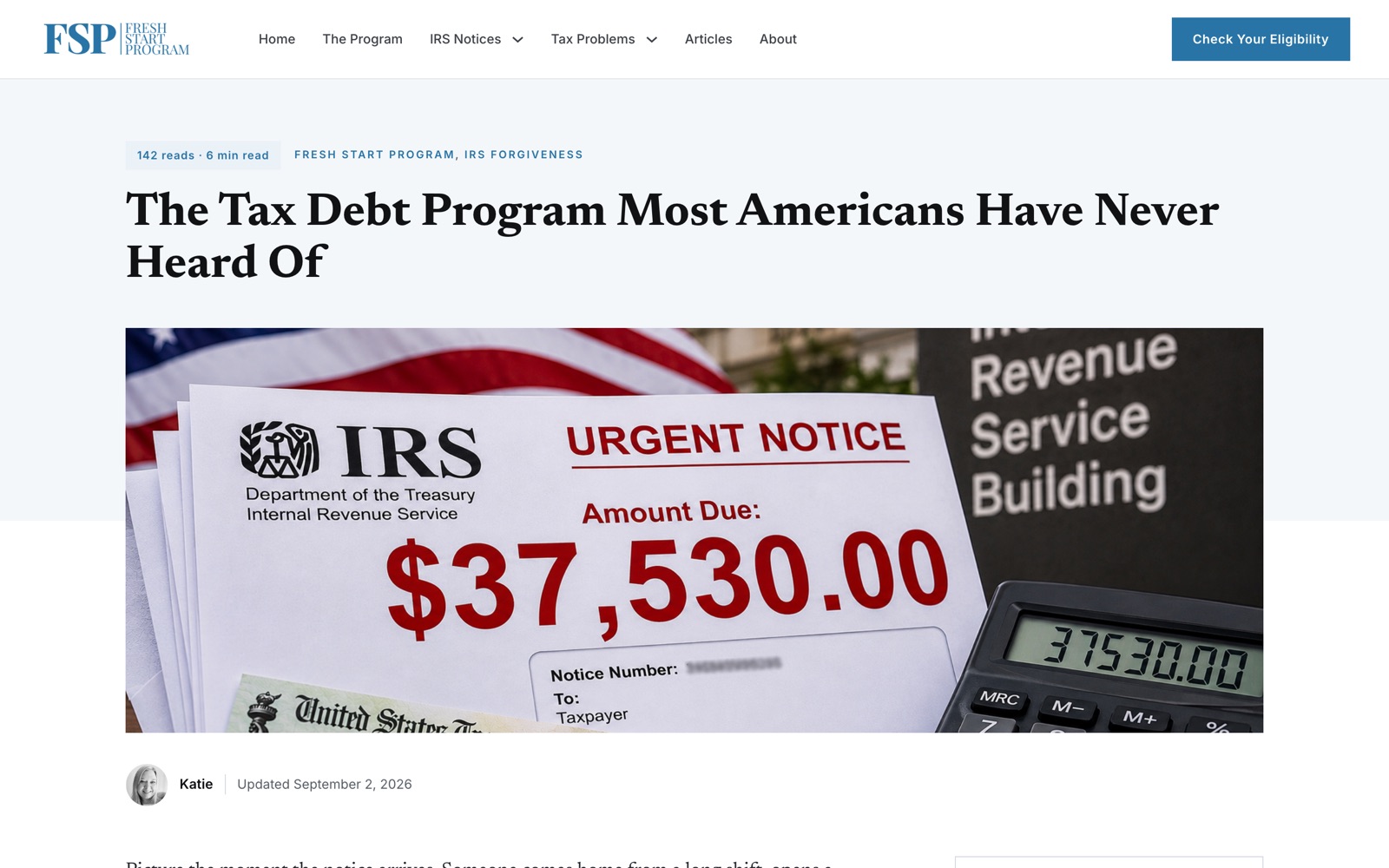 IRS Fresh Start Program screenshot