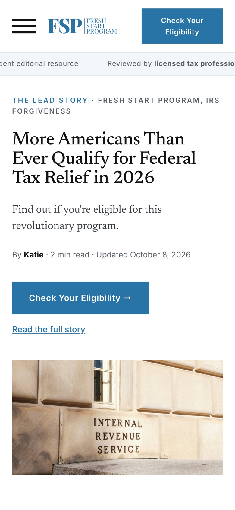IRS Fresh Start Program on mobile