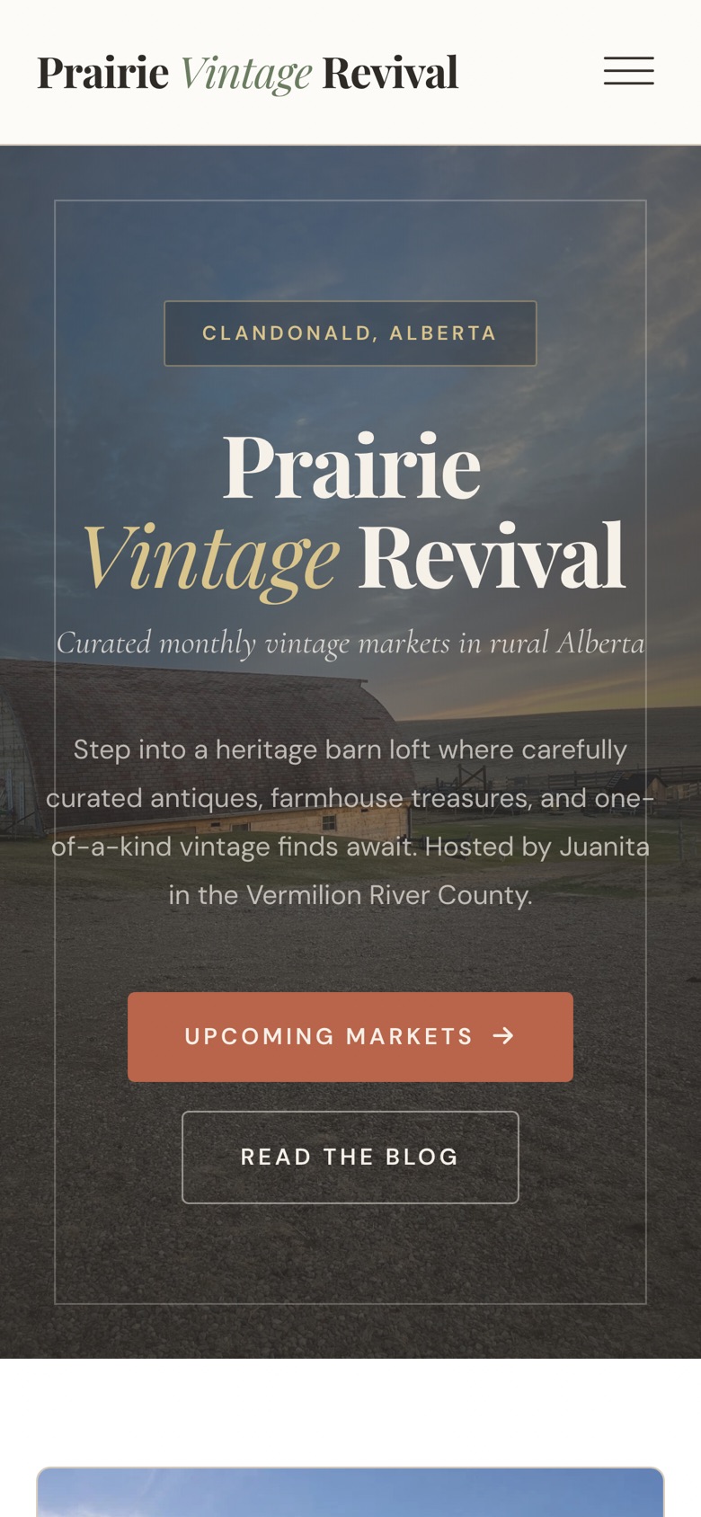 Prairie Vintage Revival on mobile