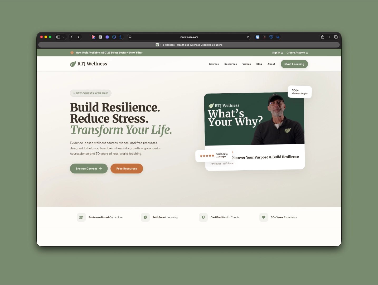 RTJ Wellness website homepage
