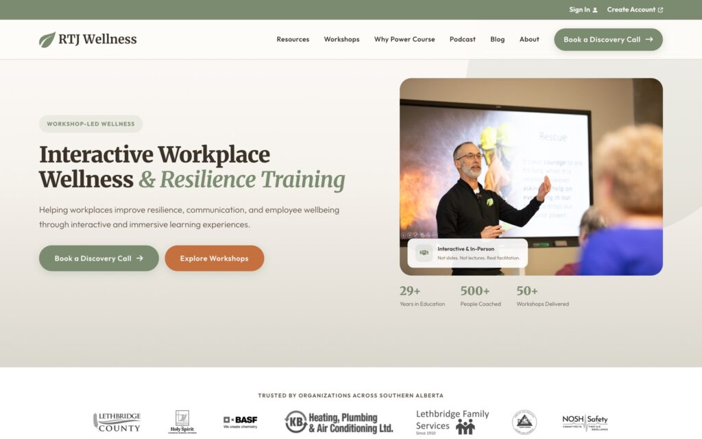 RTJ Wellness website